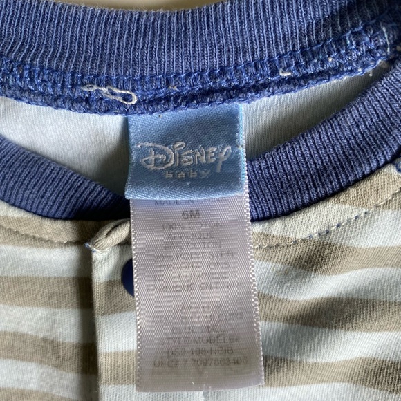 Disney Baby Tigger Embroidered Striped One-Piece Cotton Footie Sleeper Size 6M - Picture 5 of 8